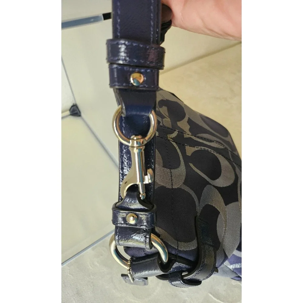 Coach Moto Optic Metallic Chain Navy‎ Signature Jacquard Silver/Blue